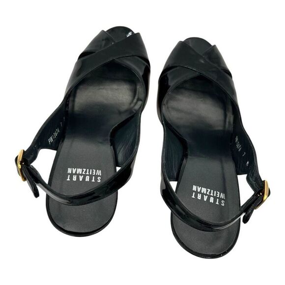 Stuart Weitzman Women's Peep Toe Slingback Platform Heels Black Size 7 - Picture 6 of 10